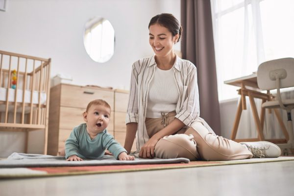 Cute Baby Boy Doing Tummy Time on Carpet - SKIDamarink KIDs Cute Baby Boy Doing Tummy Time on Carpet